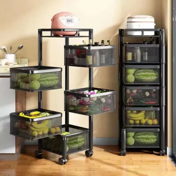 5 Layer (Square) Full Metal Fruit/Vegetable Rack (Black) - Image 5