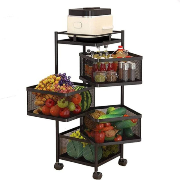 4 Layer (Square) Full Metal Fruit/Vegetable Rack(Black) - Image 5