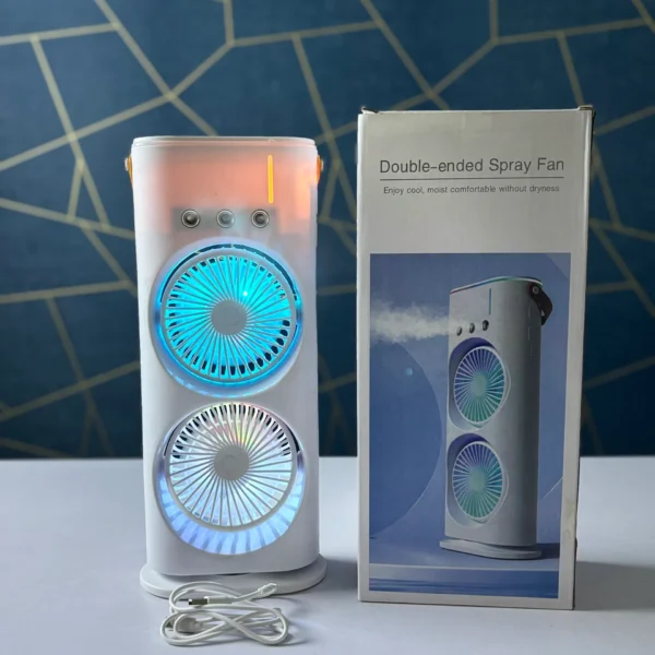 Rechargeable Remote Control Double Head Spray Cooling Fan - Image 3