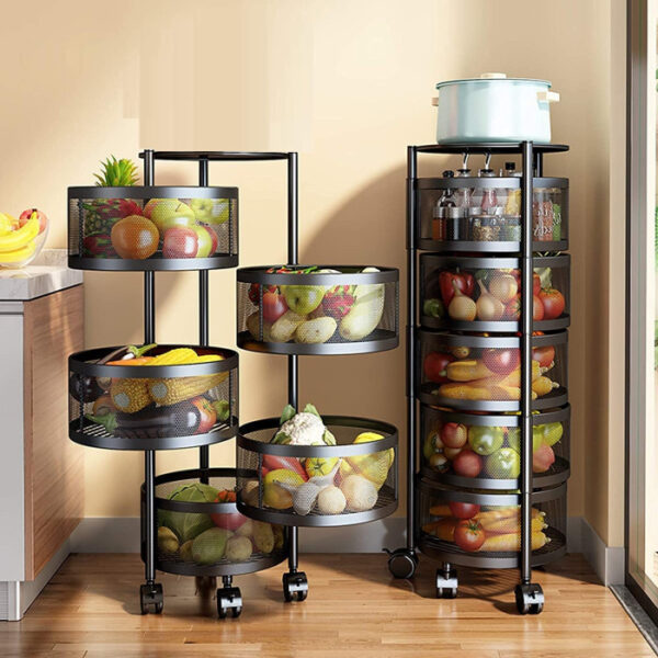 5 Layer (Round) Full Metal Fruit/Vegetable Rack(Black) - Image 4