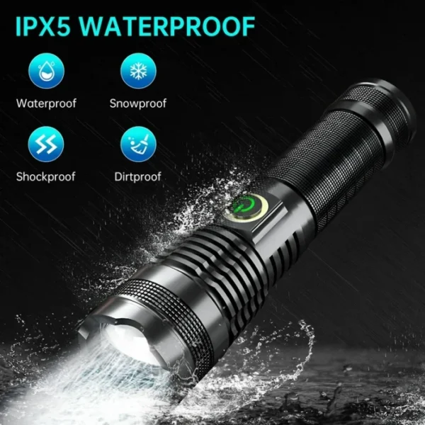 Waterproof Rechargeable Led Zoom Torch Light - Image 7