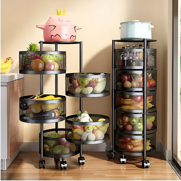 5 Layer (Round) Full Metal Fruit/Vegetable Rack(Black) - Image 6