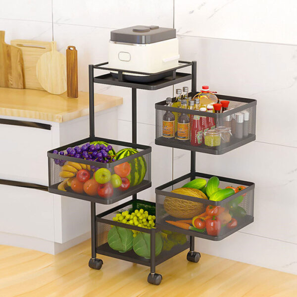 4 Layer (Square) Full Metal Fruit/Vegetable Rack(Black) - Image 6