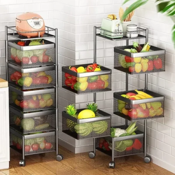 5 Layer (Square) Full Metal Fruit/Vegetable Rack (Black) - Image 6
