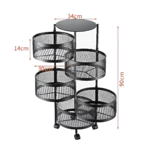 5 Layer (Round) Full Metal Fruit/Vegetable Rack(Black)