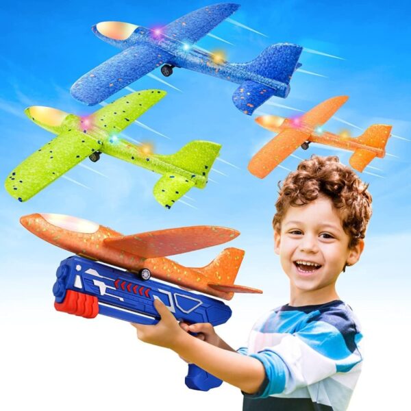 Indoor Outdoor Foam Glider Catapult Gun Plane Toy for Girls Boys - Image 2