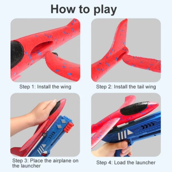 Indoor Outdoor Foam Glider Catapult Gun Plane Toy for Girls Boys - Image 3