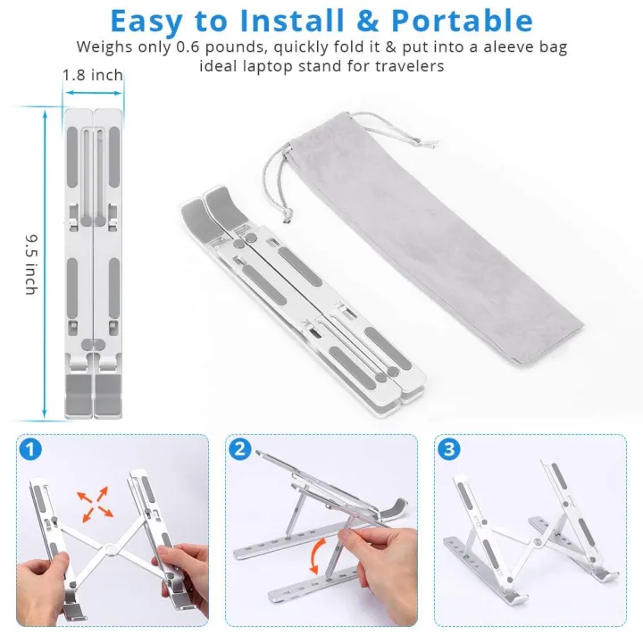 AluminumAlloy Adjustable Portable Folding Notebook Stand Foldable Laptop Stand - Image 4